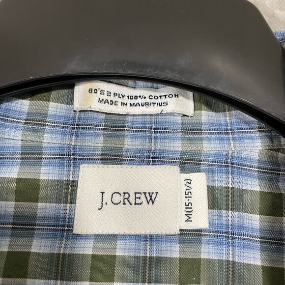 J Crew Blue Plaid 80's 2-Ply Long Sleeve Button Up Shirt - Size Medium 15-15 1/2 - Picture 4 of 5